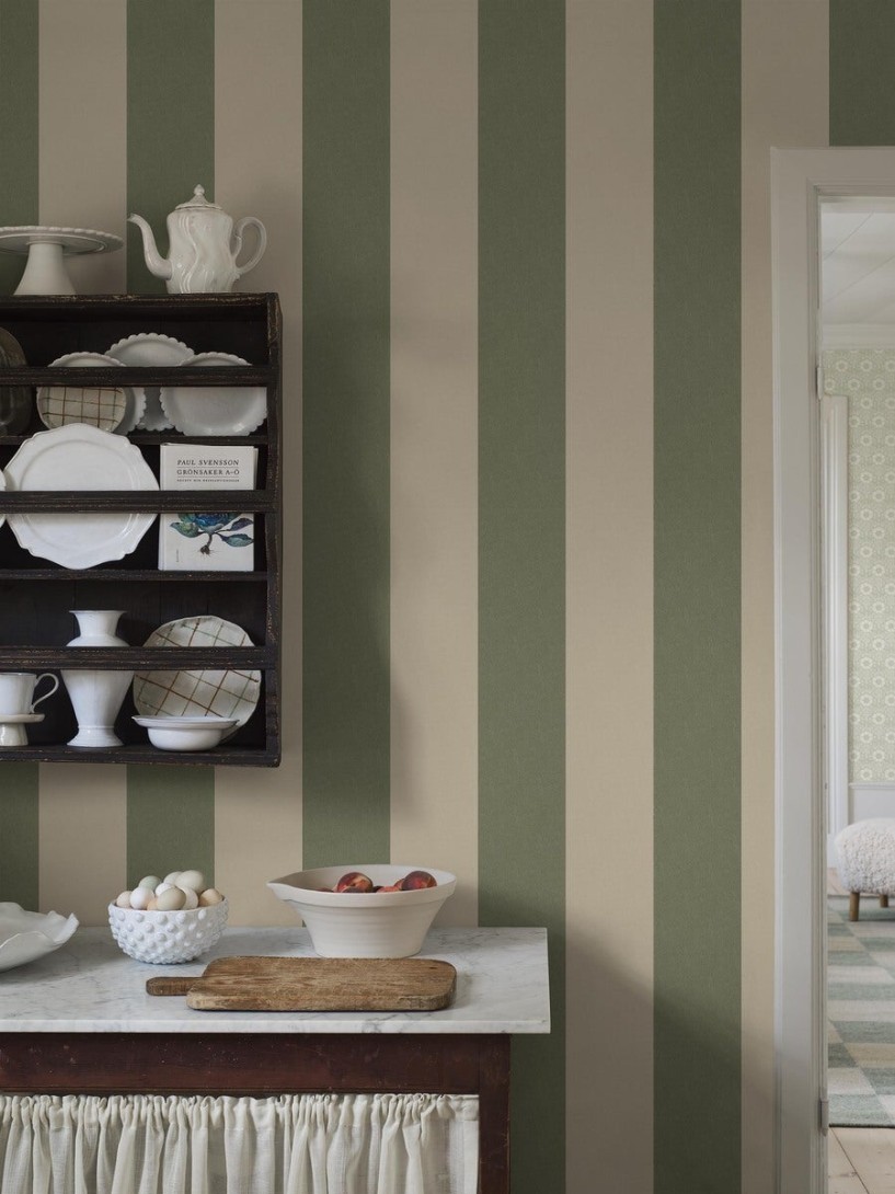 Boras Tapeter 9797W Studio Bjärö Stripe Green - mural w paski