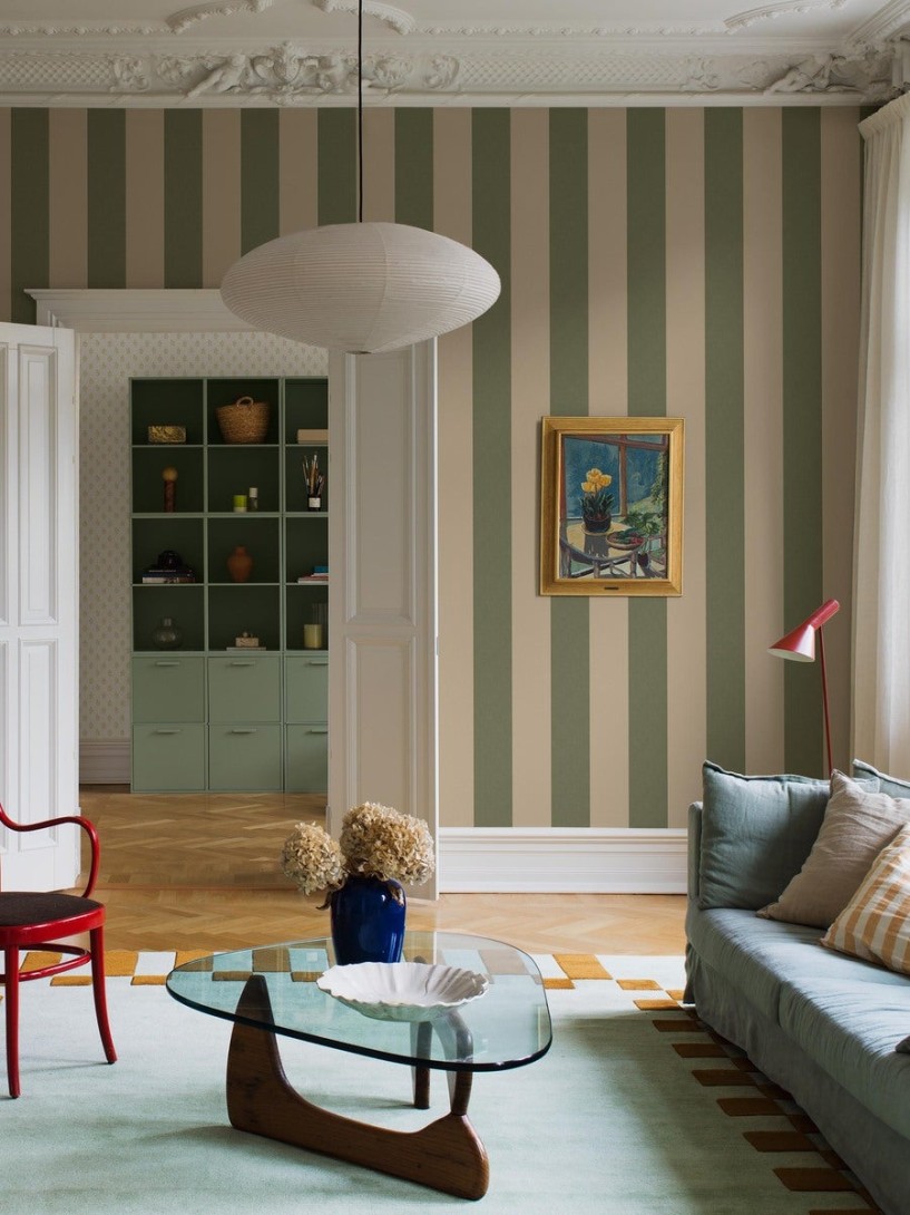 Boras Tapeter 9797W Studio Bjärö Stripe Green - mural w paski