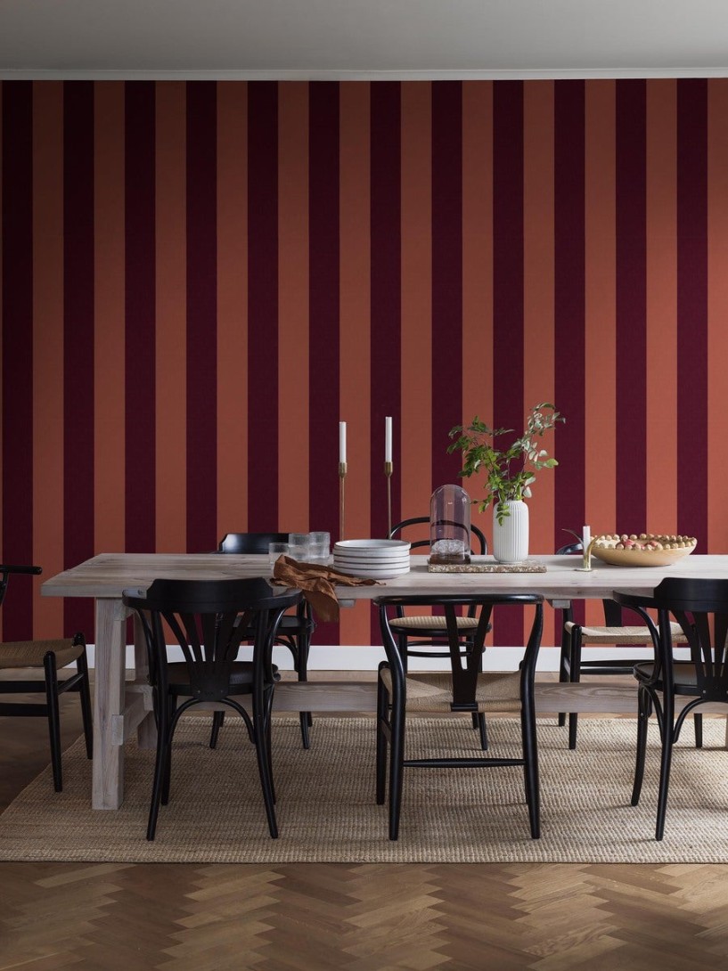 Boras Tapeter 9798W Studio Bjärö Stripe Red - mural w paski