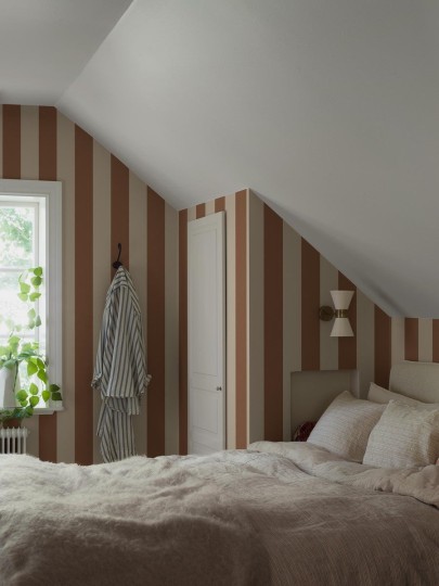 Boras Tapeter 9802W Studio Båstad Stripe Orange - mural w paski