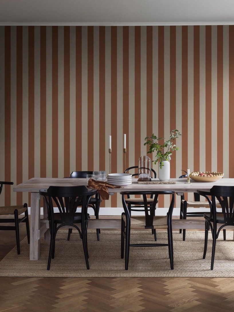 Boras Tapeter 9802W Studio Båstad Stripe Orange - mural w paski