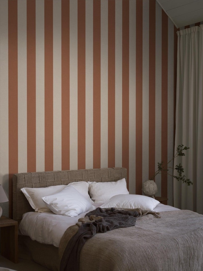 Boras Tapeter 9802W Studio Båstad Stripe Orange - mural w paski