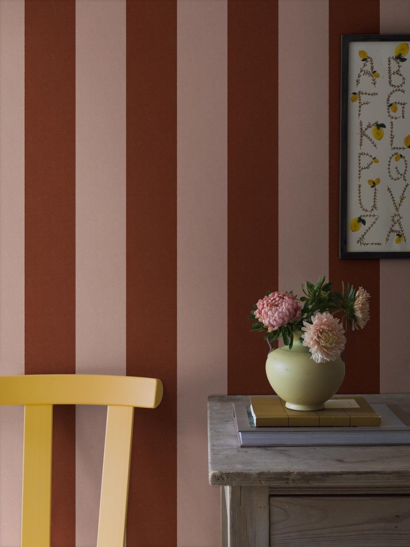 Boras Tapeter 9803W Studio Båstad Stripe Red - mural w paski