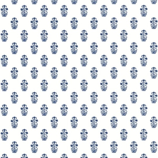 Thibaut T36400 Indienne Corwin Navy on White - tapeta w małe kwiaty
