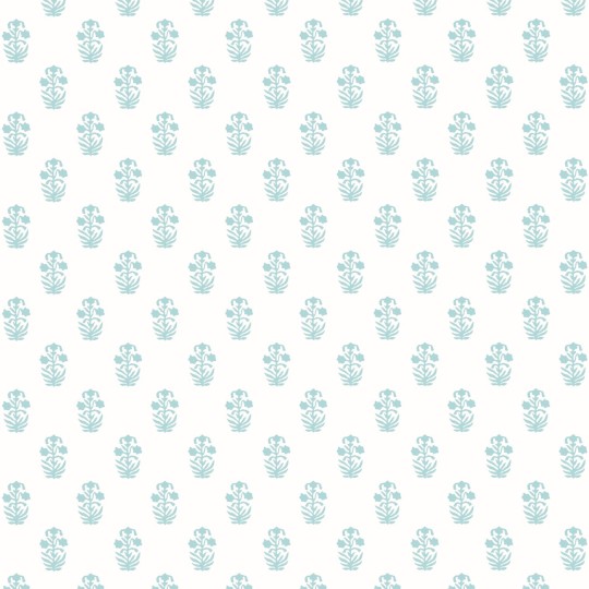Thibaut T36401 Indienne Corwin Seaglass on White - tapeta w małe kwiaty