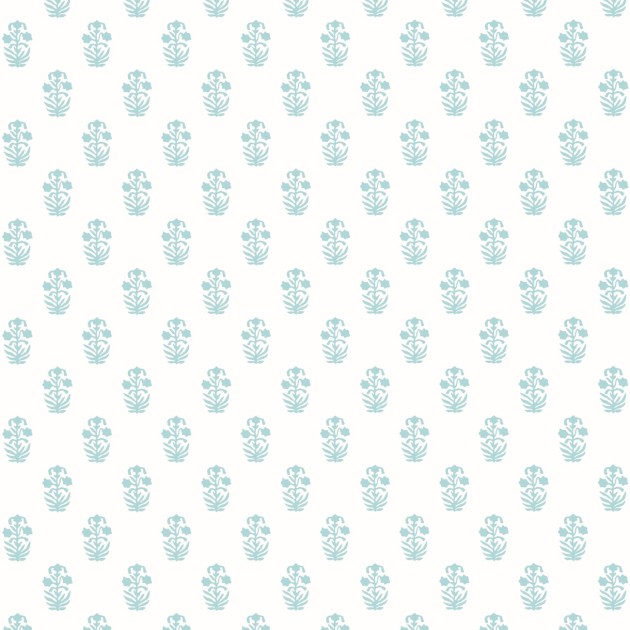 Thibaut T36401 Indienne Corwin Seaglass on White - tapeta w małe kwiaty