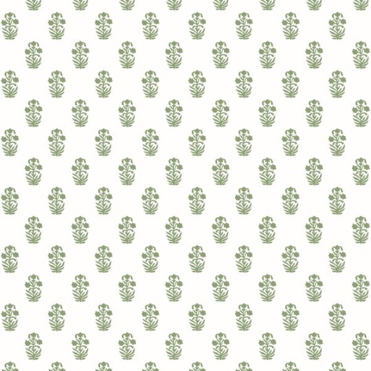Thibaut T36402 Indienne Corwin Green on White - tapeta w małe kwiaty
