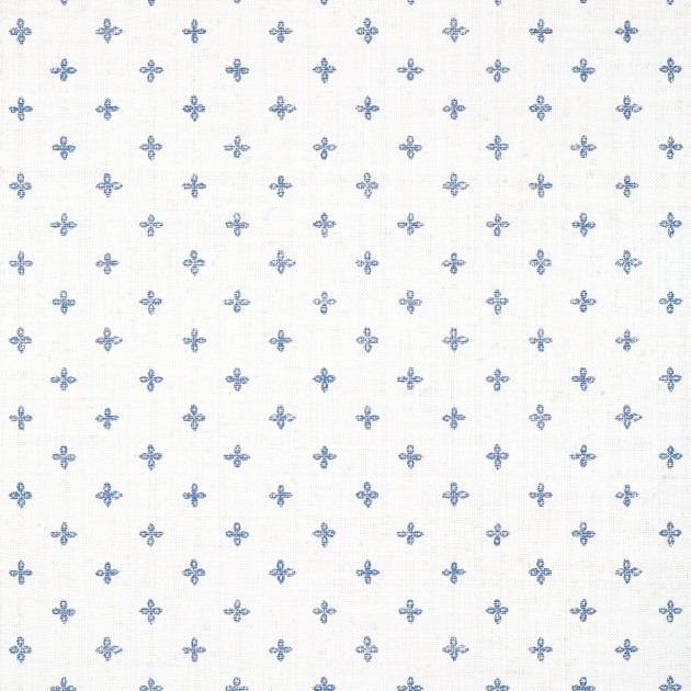 Thibaut T36451 Indienne Bethany Navy on White - tapeta z rafii w koniczyny