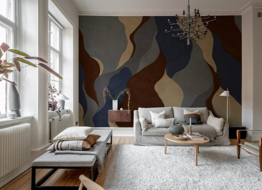 Rebel Walls R21762 Modern Simplicity Flowing Forms Dark Blue - mural w abstrakcyjny wzór akwarelowy