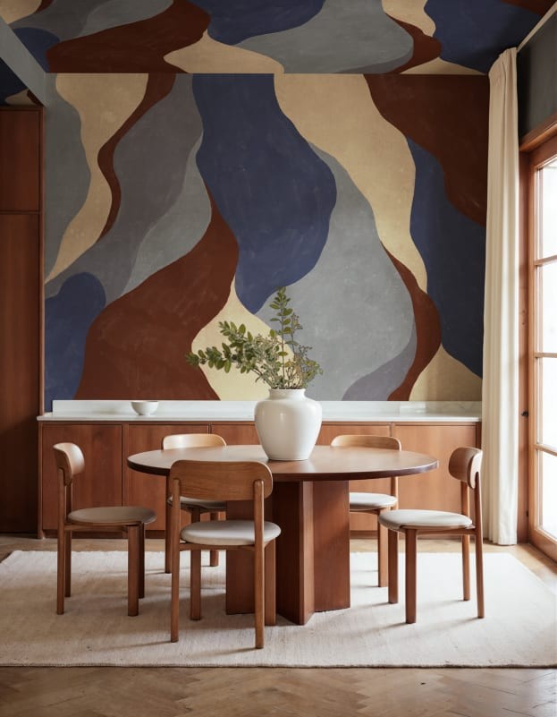 Rebel Walls R21762 Modern Simplicity Flowing Forms Dark Blue - mural w abstrakcyjny wzór akwarelowy