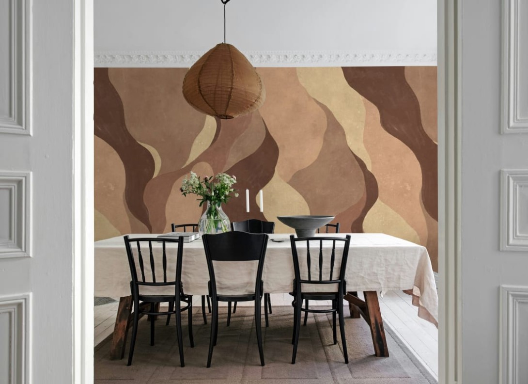 Rebel Walls R21765 Modern Simplicity Flowing Forms Burgundy - mural w abstrakcyjny wzór akwarelowy