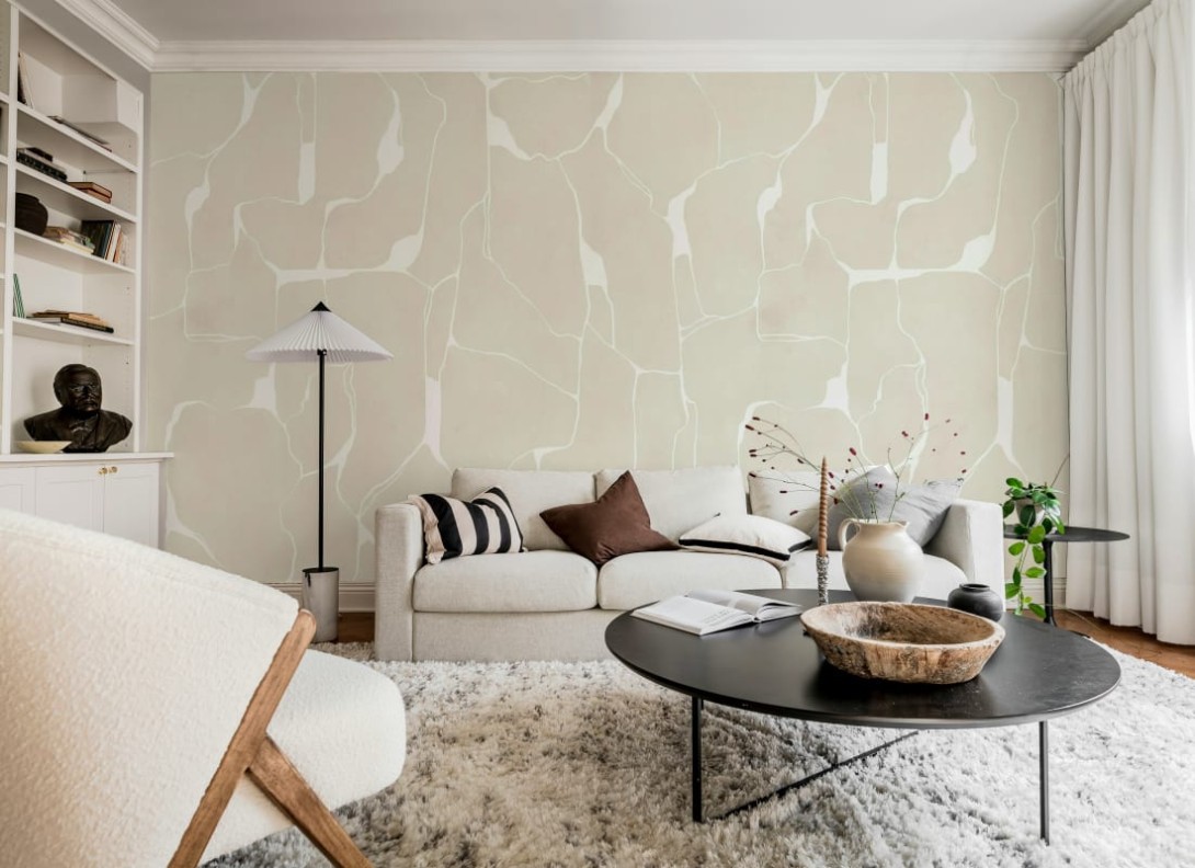 Rebel Walls R21102 Modern Simplicity Flowing Linear Flow Beige - mural w organiczne kształty