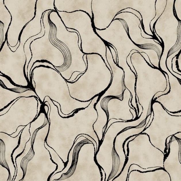 Rebel Walls R21139 Modern Simplicity Soft Curve Black - mural w organiczne linie