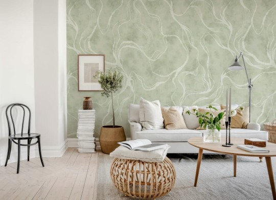 Rebel Walls R21140 Modern Simplicity Soft Curve Green - mural w organiczne linie
