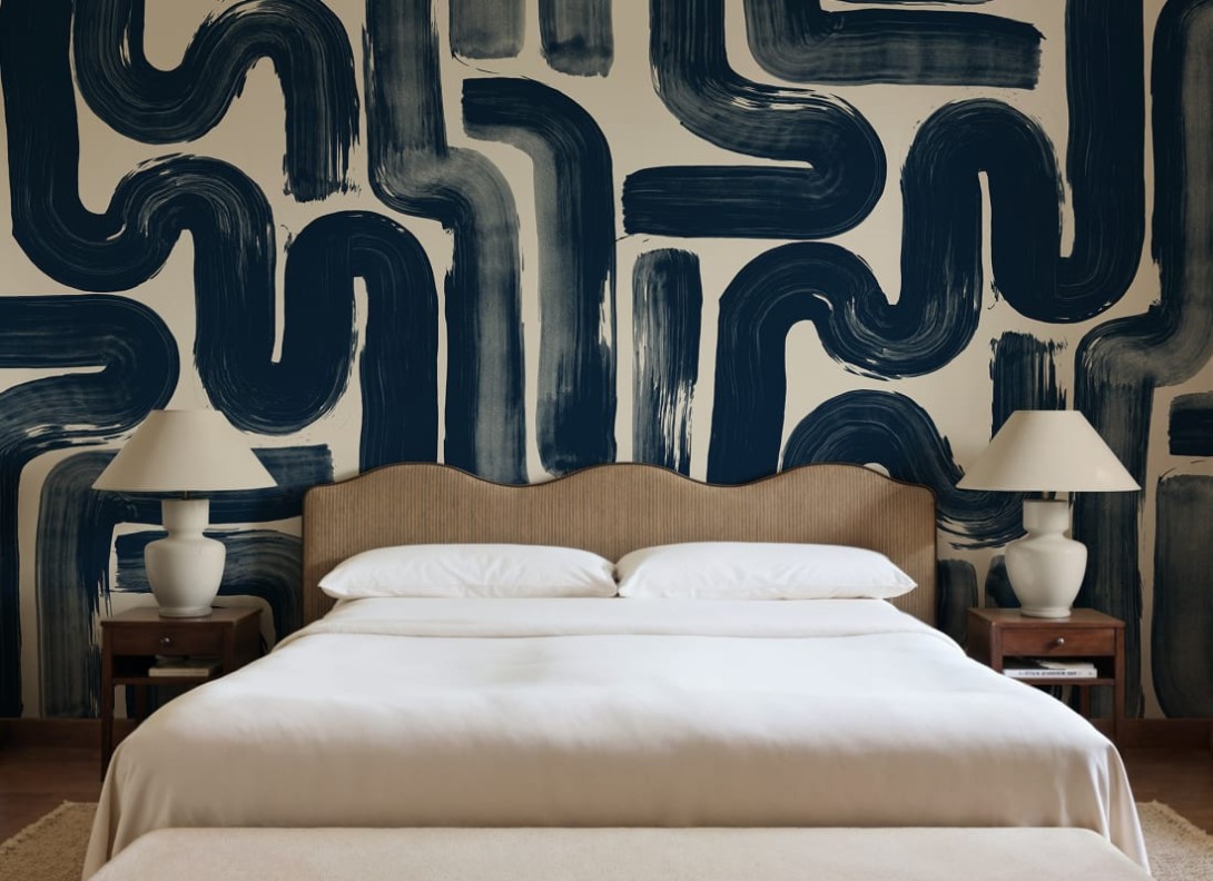 Rebel Walls R21778 Modern Simplicity Drape Brush Dark Blue - mural w pociągnięcia pędzla