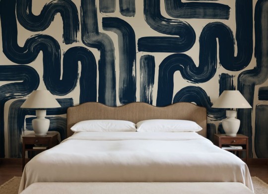 Rebel Walls R21778 Modern Simplicity Drape Brush Dark Blue - mural w pociągnięcia pędzla