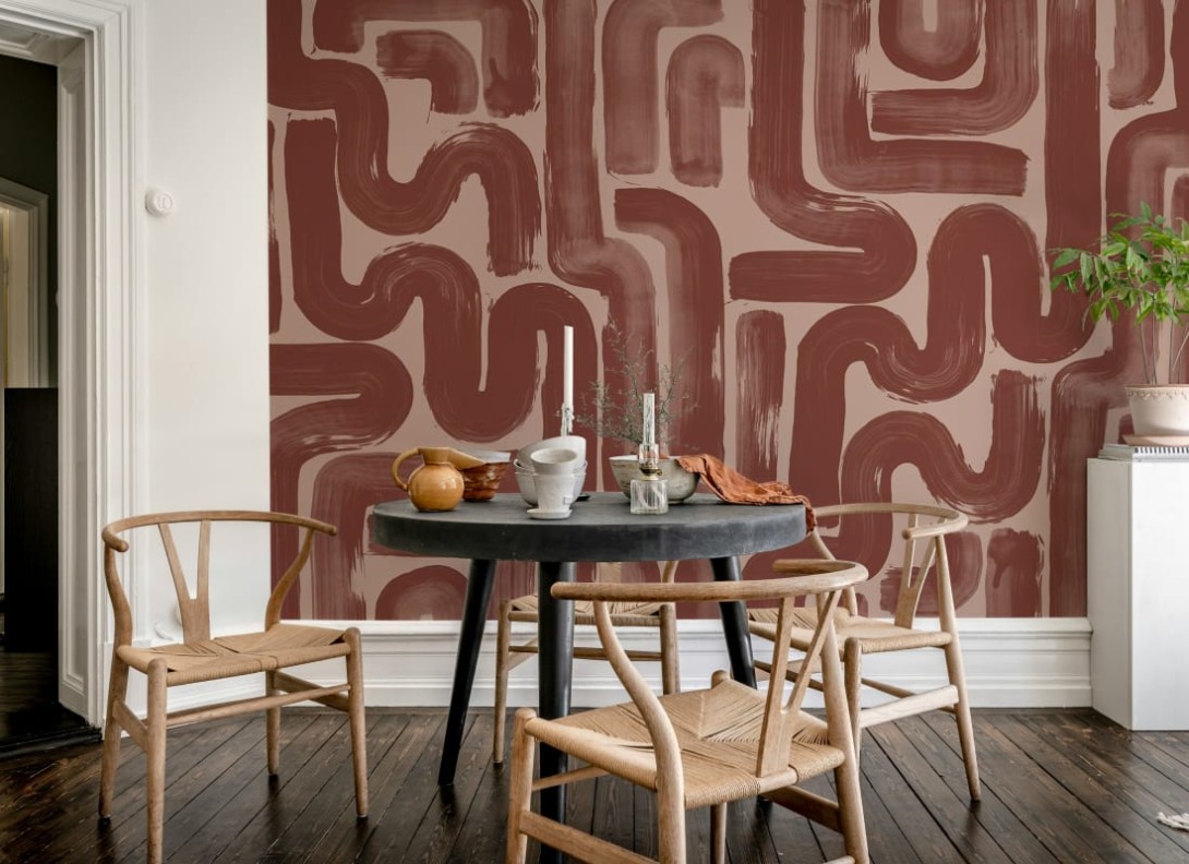 Rebel Walls R21779 Modern Simplicity Drape Brush Red - mural w pociągnięcia pędzla