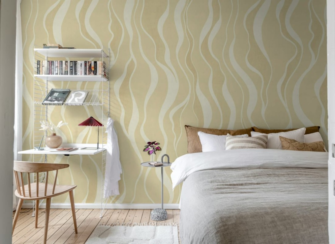 Rebel Walls R21093 Modern Simplicity Gentle Lines Yellow - mural w organiczne fale