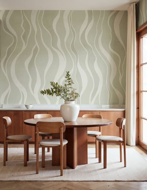 Rebel Walls R21096 Modern Simplicity Gentle Lines Green - mural w organiczne fale
