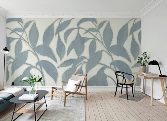 Rebel Walls R21770 Modern Simplicity Leaf Silhouette Blue - mural w duże liście