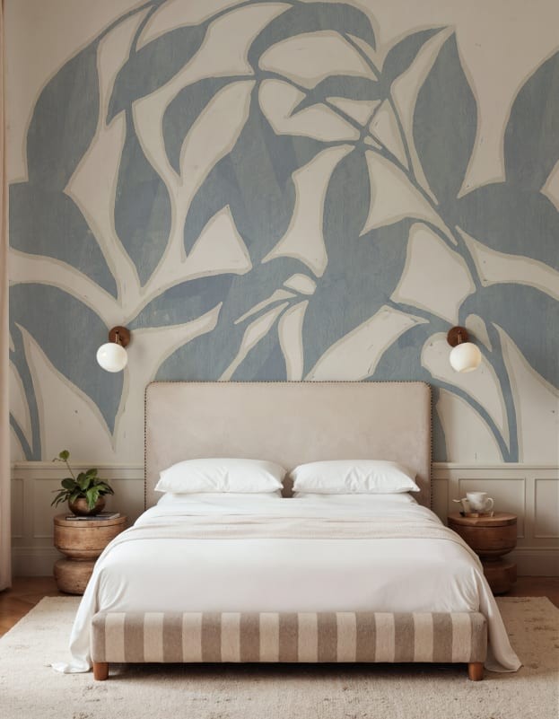 Rebel Walls R21770 Modern Simplicity Leaf Silhouette Blue - mural w duże liście