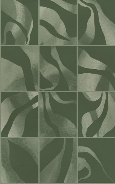 Rebel Walls R21131 Modern Simplicity Floating Tiles Dark Green - mural imitujący płytki