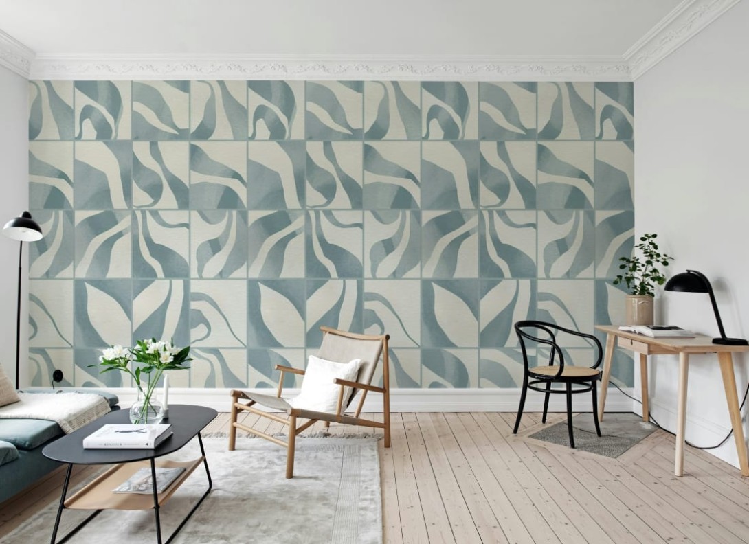 Rebel Walls R21133 Modern Simplicity Floating Tiles Blue - mural imitujący płytki