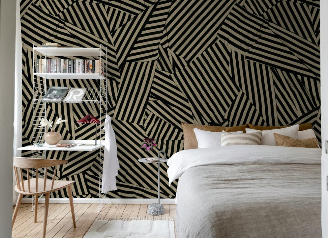 Rebel Walls R21117 Modern Simplicity Abstract Weave Black - mural geometryczny w paski
