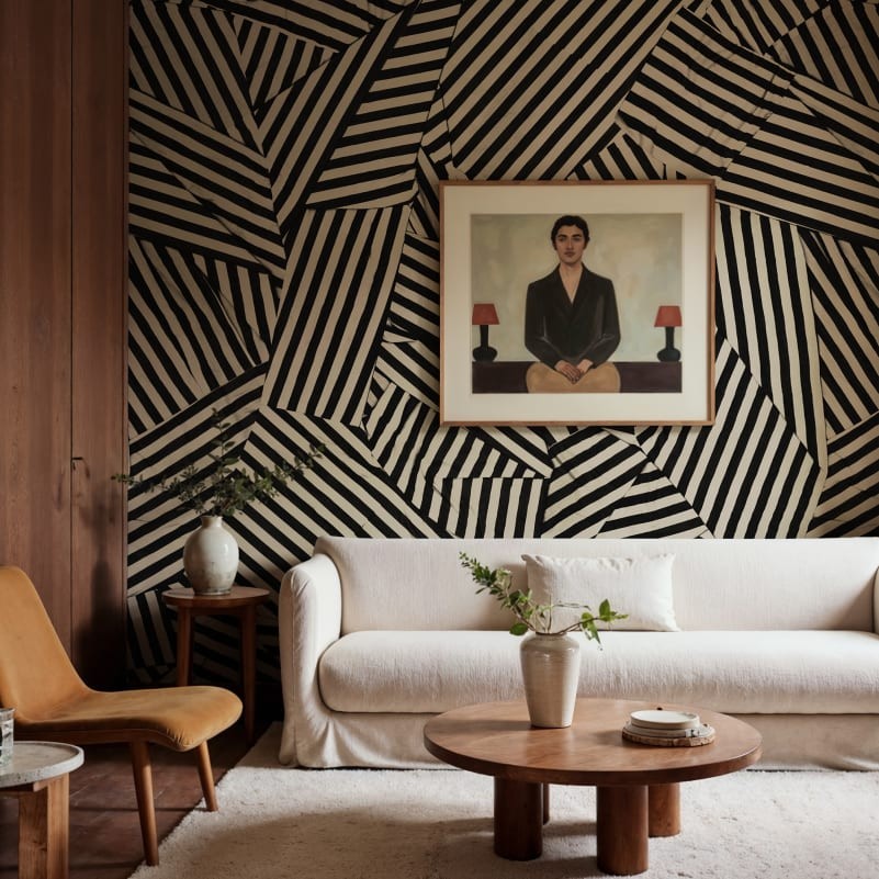 Rebel Walls R21117 Modern Simplicity Abstract Weave Black - mural geometryczny w paski