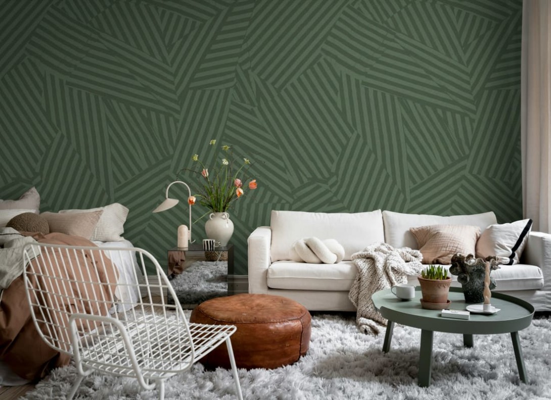 Rebel Walls R21118 Modern Simplicity Abstract Weave Green - mural geometryczny w paski