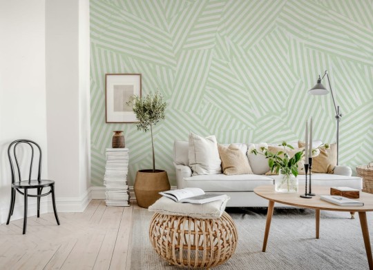 Rebel Walls R21119 Modern Simplicity Abstract Weave Light Green - mural geometryczny w paski
