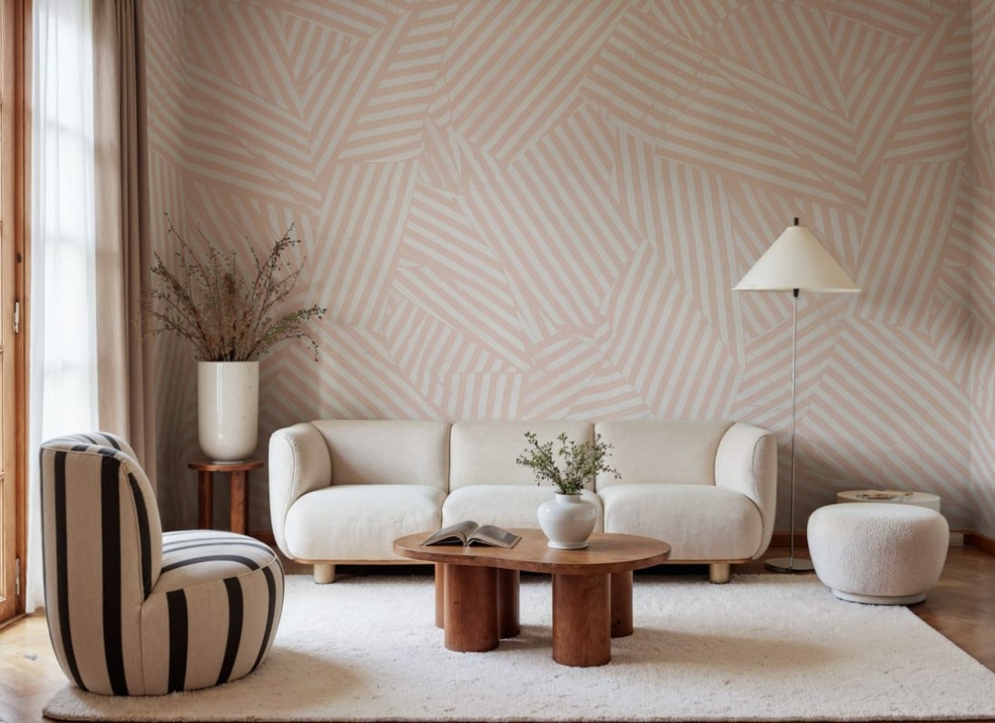 Rebel Walls R21121 Modern Simplicity Abstract Weave Pink - mural geometryczny w paski