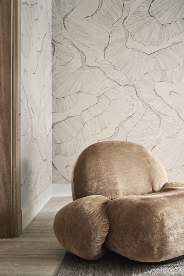 Omexco CS92 Café Society - lniany mural w organiczny wzór