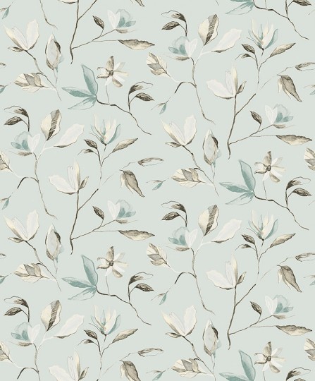 Khroma ZEN004 Zen Blooming Teal - tapeta w kwiaty magnolii