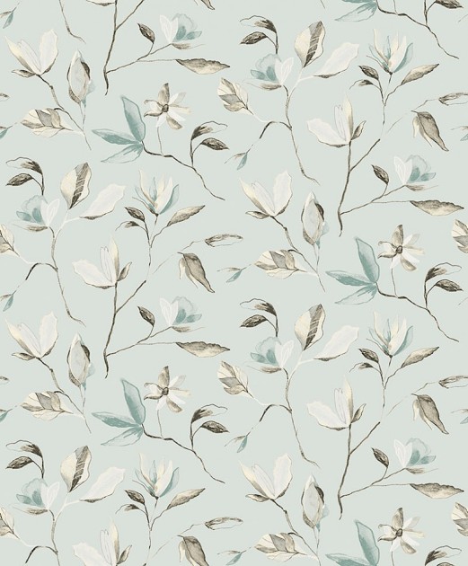 Khroma ZEN004 Zen Blooming Teal - tapeta w kwiaty magnolii