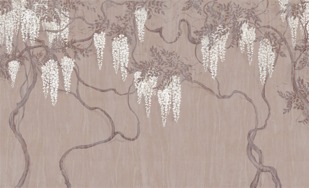 Wall & More 25126 25B Amara - mural w girlandy wisterii