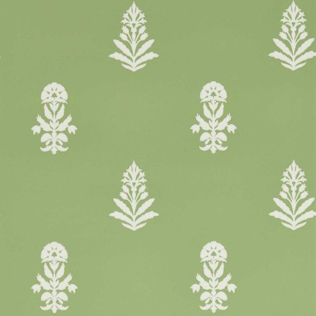 Sanderson DBOW217465 Curios Dabu Botany Green - tapeta w indyjski wzór florystyczny