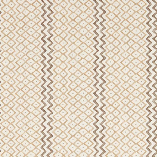 Sanderson DBOW217450 Curios Khes Shiitake/Cocoa - tapeta w zygzaki i romby
