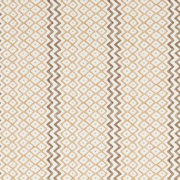 Sanderson DBOW217450 Curios Khes Shiitake/Cocoa - tapeta w zygzaki i romby