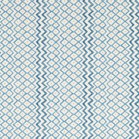 Sanderson DBOW217453 Curios Khes Indigo/Woad - tapeta w zygzaki i romby