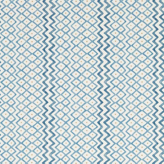 Sanderson DBOW217453 Curios Khes Indigo/Woad - tapeta w zygzaki i romby