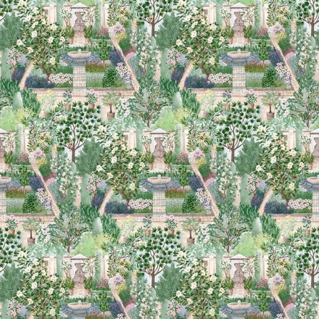 Sanderson DHIP217519 Highgrove Carpet Garden Sanctuary - mural z wzorem ogrodu