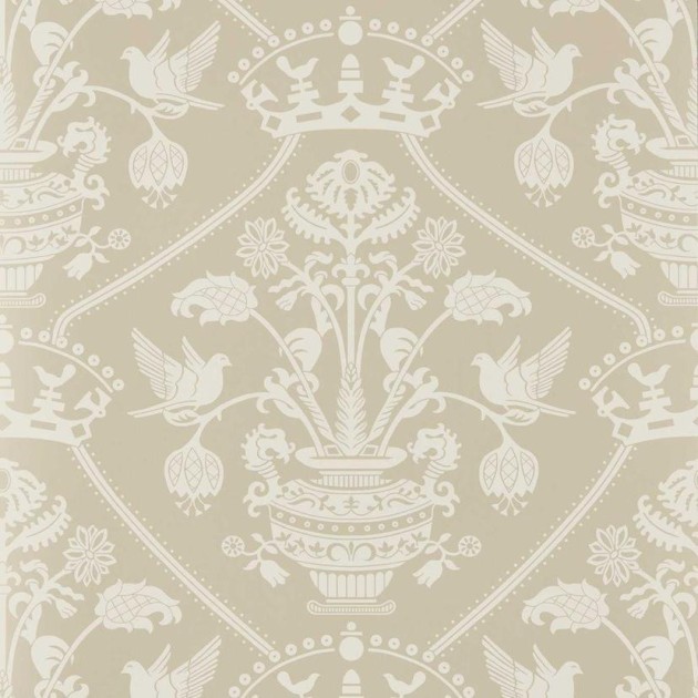 Sanderson DHIP217503 Highgrove Highgrove Damask Gritstone - tapeta w adamaszek