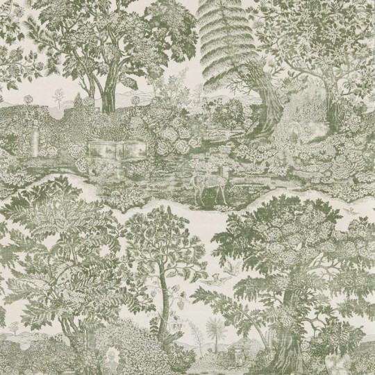 Sanderson DHIP217479 Highgrove Highgrove Toile Yew Green - tapeta w ogrodowy krajobraz