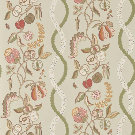 Sanderson DHIP217507 Highgrove Kitchen Garden Olive & Russet - tapeta w ornament owocowy