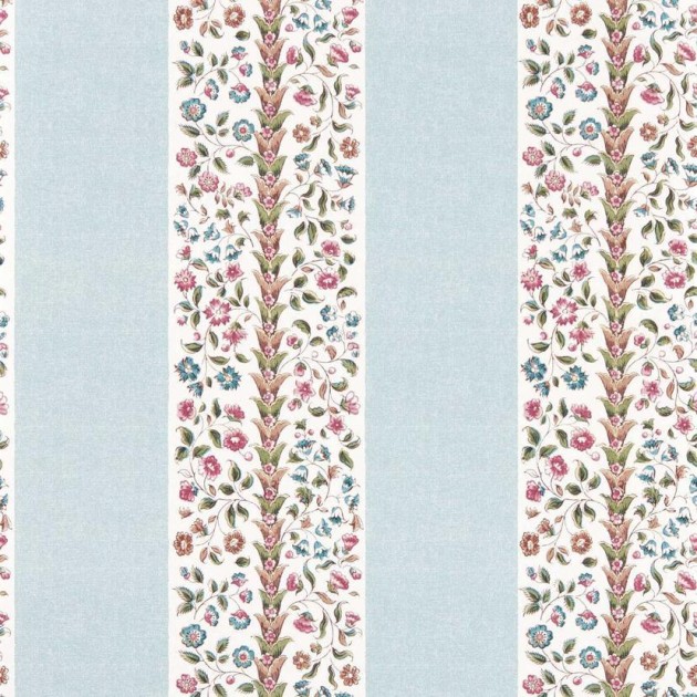 Sanderson DHIP217486 Highgrove Pergola Mineral Blue/Wisteria - tapeta w pasy z ornamentem kwiatowym