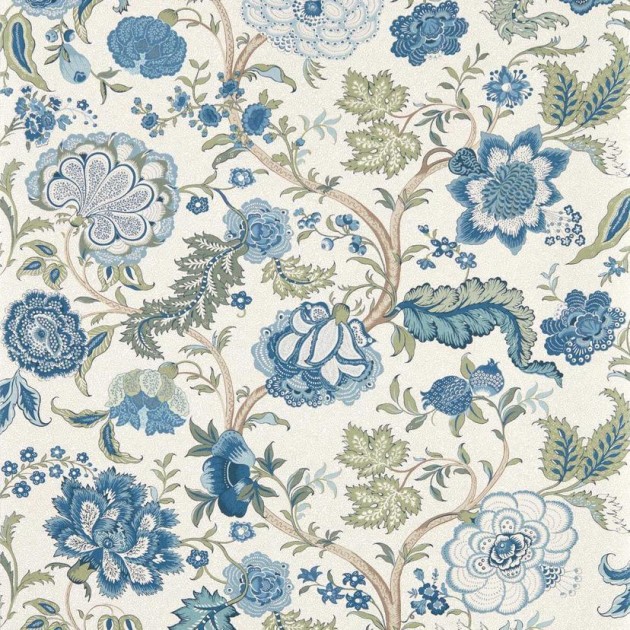 Sanderson DHIP217487 Highgrove Salisbury Tetbury Blue - tapeta z ornamentem florystycznym