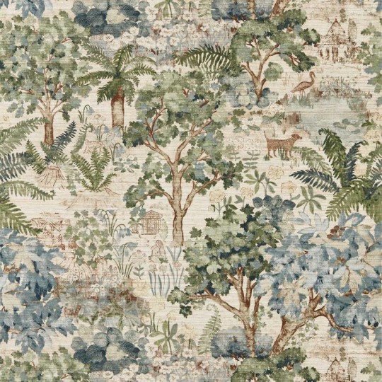 Sanderson DHIP217491 Highgrove The Stumpery Fern - tapeta w drzewa i paprocie