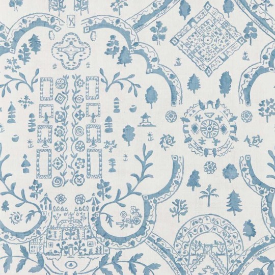 Sanderson DHIP217510 Highgrove Topiary View Wedgwood - tapeta z planem ogrodu