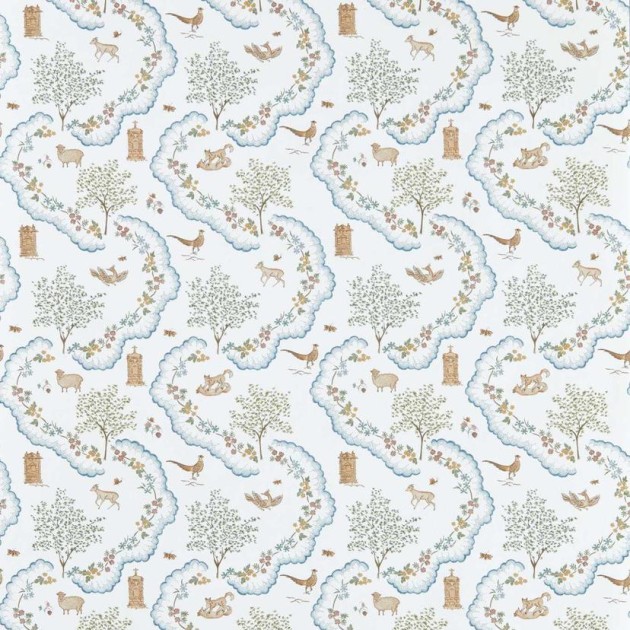 Sanderson DHIP217481 Highgrove Wildflower Meadow Going Green - tapeta botaniczna